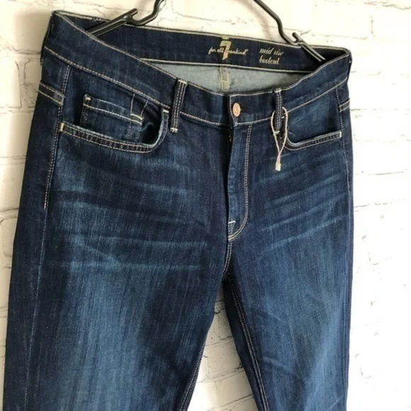 7 For All Mankind Blue Denim Mid Rise Bootcut 31 - Picture 4 of 10